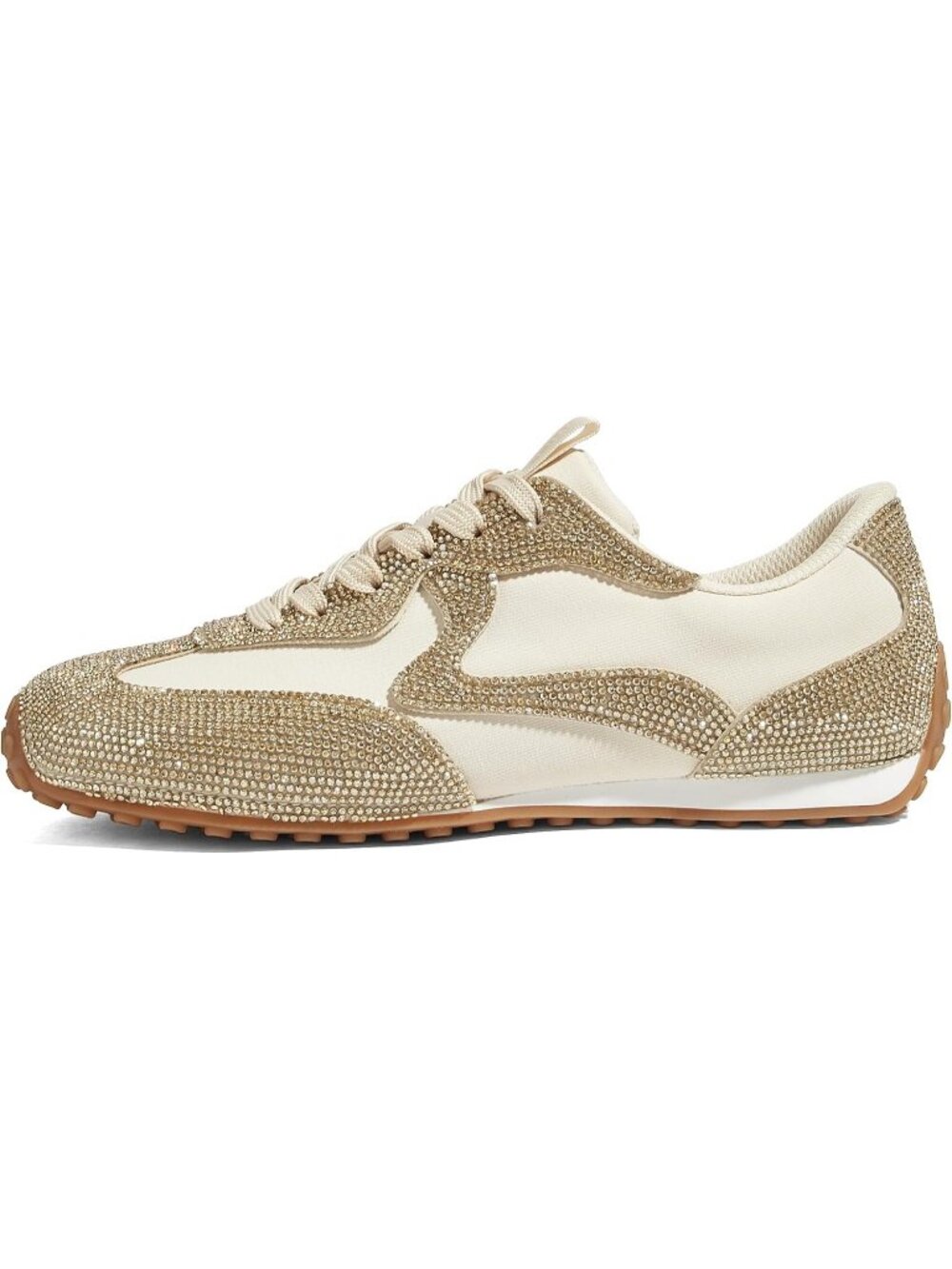 Women's Champagne Rhinestone Sparkly Fashion Low-Heel Shiny Thin Sole Sneakers